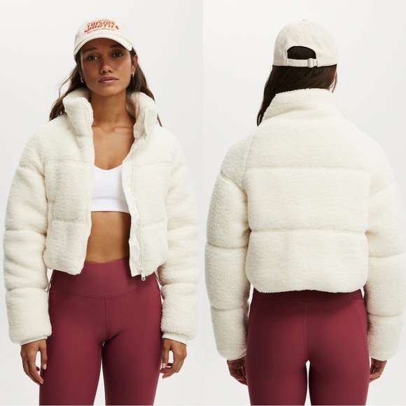 Cotton On Jackets & Blazers - Cotton On The Mother Puffer Cropped Sherpa Jacket